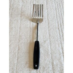 Foley 6 Tine Pastry Fork Stainless Matte Black Handle Blend Mix Whip Vintage 11"